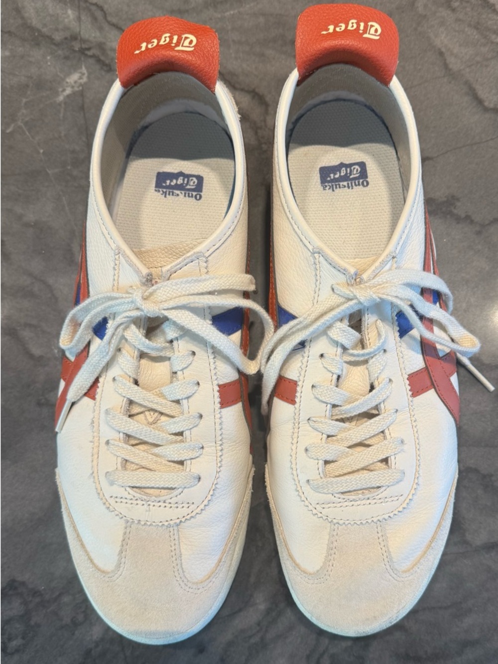Onitsuka Tiger Mexico 66 White Blue Red Leather Low Top Sneakers Athletic Shoes - Picture 10 of 10